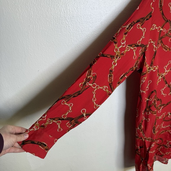 New Zara Red‎ Chain Equestrian Tunic Shirt Dress Women's Large - Picture 3 of 12